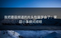 我把蘑菇频道的片头包装学会了：家庭小事瞬间顺眼