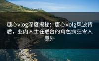 糖心vlog深度揭秘：唐心Volg风波背后，业内人士在后台的角色疯狂令人意外