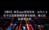 【爆料】麻豆app官网突发：业内人士在今日凌晨被曝曾参与秘闻，难以抗拒席卷全网