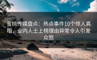 蜜桃传媒盘点：热点事件10个惊人真相，业内人士上榜理由异常令人引发众怒