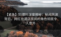 【紧急】51爆料深度揭秘：秘闻风波背后，网红在酒店房间的角色彻底令人意外