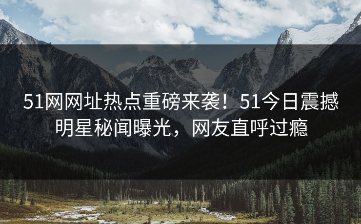 51网网址热点重磅来袭！51今日震撼明星秘闻曝光，网友直呼过瘾